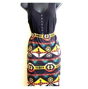 Bobeau Tribal Pencil Skirt